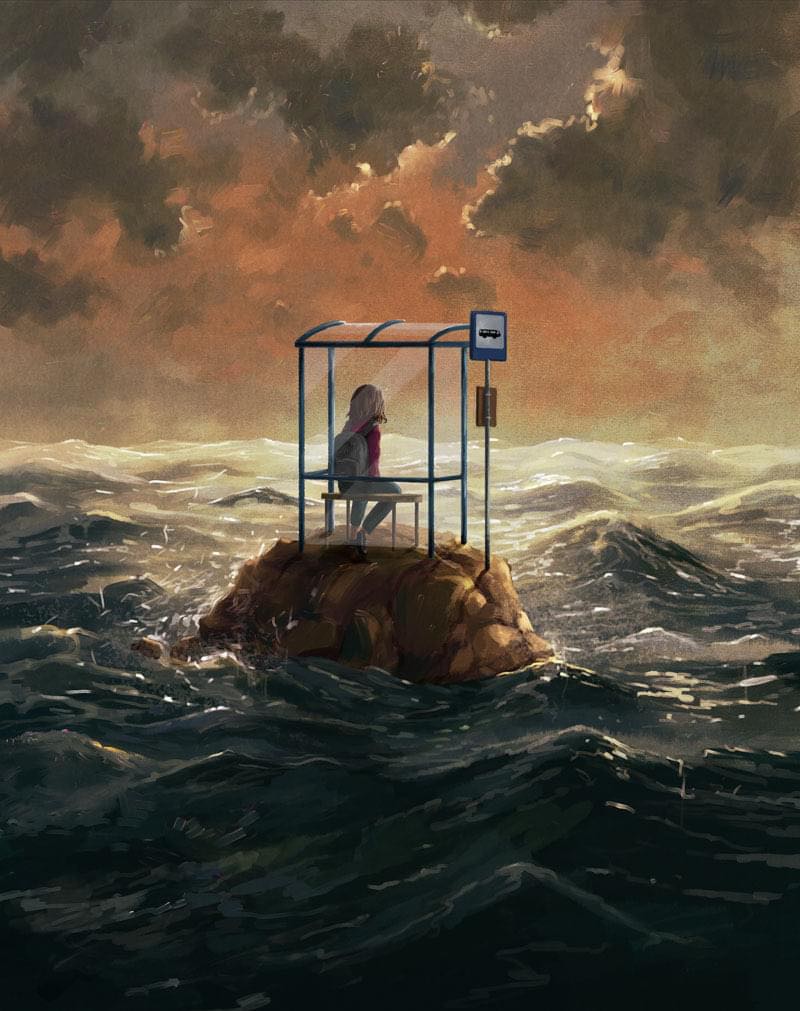 Samotny Młody człowiek